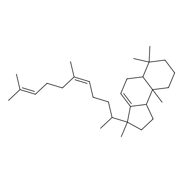 2D Structure of (3R,5aS,9aS,9bR)-3-[(2S,5E)-6,10-dimethylundeca-5,9-dien-2-yl]-3,6,6,9a-tetramethyl-1,2,5,5a,7,8,9,9b-octahydrocyclopenta[a]naphthalene
