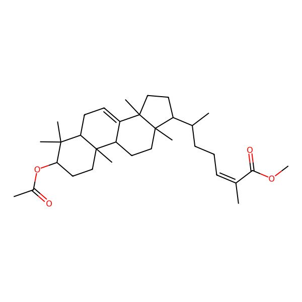 2D Structure of methyl 6-(3-acetyloxy-4,4,10,13,14-pentamethyl-2,3,5,6,9,11,12,15,16,17-decahydro-1H-cyclopenta[a]phenanthren-17-yl)-2-methylhept-2-enoate