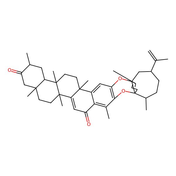 2D Structure of 6,9,12,15,18,23,27,32-Octamethyl-30-prop-1-en-2-yl-2,25-dioxaoctacyclo[24.5.3.01,26.03,24.05,22.06,19.09,18.010,15]tetratriaconta-3(24),4,19,22,32-pentaene-13,21-dione