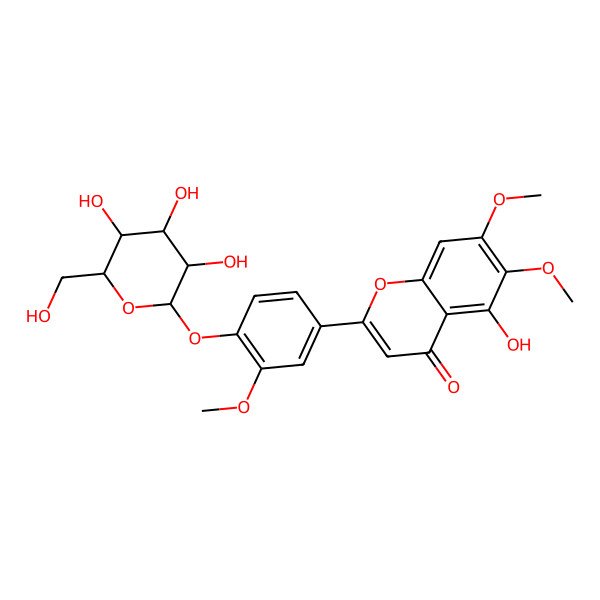 2D Structure of 5-Hydroxy-6,7-dimethoxy-2-[3-methoxy-4-[3,4,5-trihydroxy-6-(hydroxymethyl)oxan-2-yl]oxyphenyl]chromen-4-one