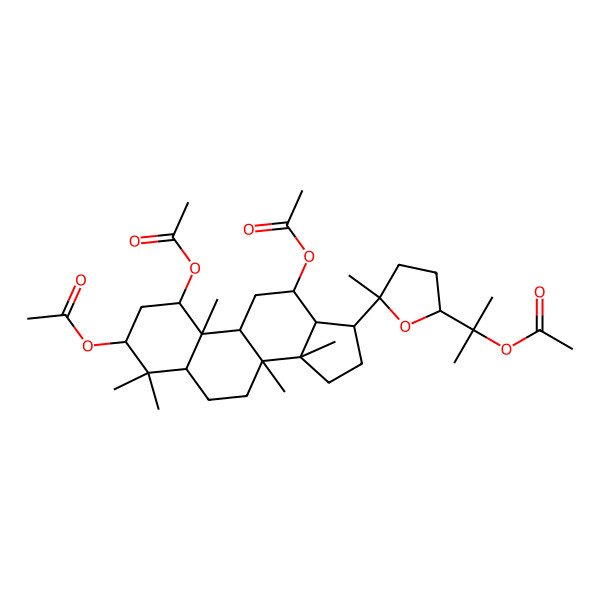 2D Structure of [(1R,3R,5S,8R,9S,10R,12R,13R,14R,17S)-1,3-diacetyloxy-17-[(2S,5R)-5-(2-acetyloxypropan-2-yl)-2-methyloxolan-2-yl]-4,4,8,10,14-pentamethyl-2,3,5,6,7,9,11,12,13,15,16,17-dodecahydro-1H-cyclopenta[a]phenanthren-12-yl] acetate