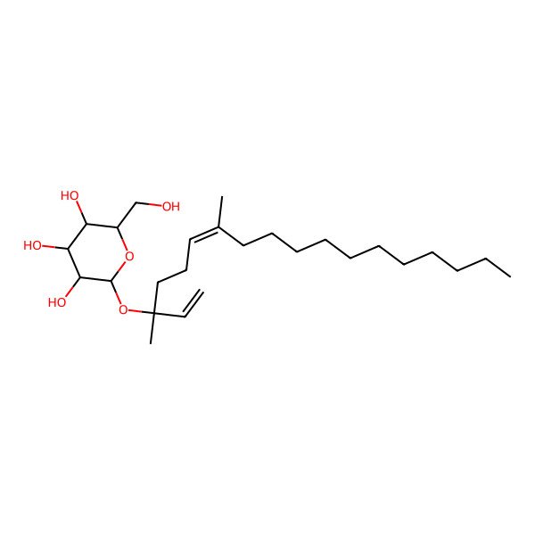 2D Structure of (2S,3R,4S,5S,6R)-2-[(3S,6E)-3,7-dimethyloctadeca-1,6-dien-3-yl]oxy-6-(hydroxymethyl)oxane-3,4,5-triol