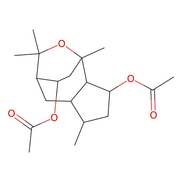 2D Structure of [(1S,2S,3R,5R,6R,8S,12S)-12-acetyloxy-1,5,9,9-tetramethyl-10-oxatricyclo[6.2.2.02,6]dodecan-3-yl] acetate