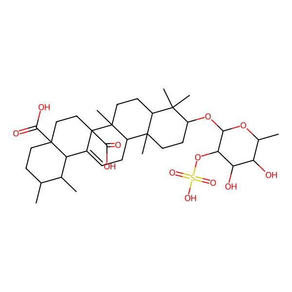 2D Structure of 10-(4,5-dihydroxy-6-methyl-3-sulfooxyoxan-2-yl)oxy-1,2,6b,9,9,12a-hexamethyl-2,3,4,5,6,6a,7,8,8a,10,11,12,13,14b-tetradecahydro-1H-picene-4a,6a-dicarboxylic acid