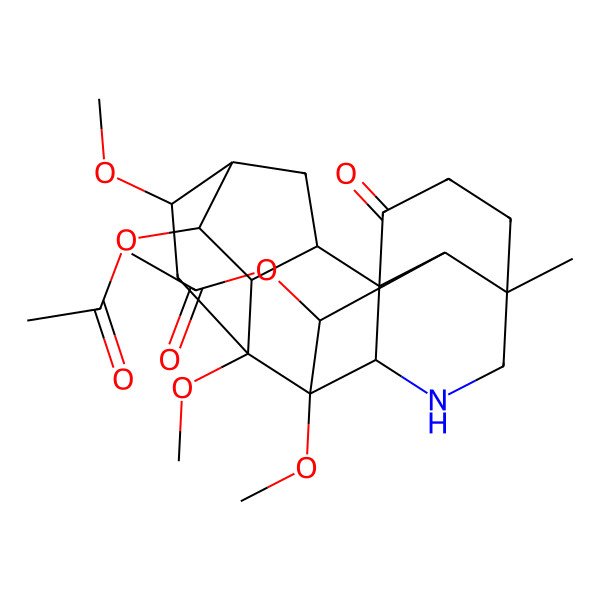 2D Structure of [(1S,2R,3R,4S,5R,6S,8R,9S,10S,13R,17R,18R)-18-acetyloxy-6,8,9-trimethoxy-13-methyl-16-oxo-11-azahexacyclo[7.7.2.12,5.01,10.03,8.013,17]nonadecan-4-yl] acetate