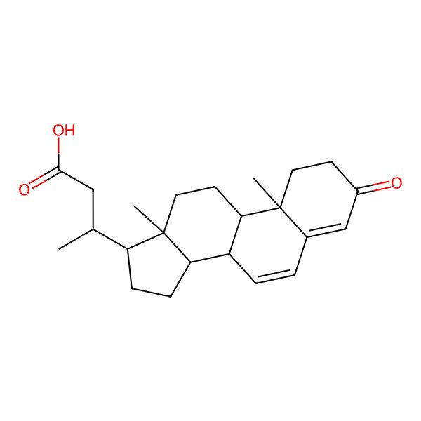 2D Structure of (3R)-3-[(8S,9S,10R,13R,14S,17R)-10,13-dimethyl-3-oxo-1,2,8,9,11,12,14,15,16,17-decahydrocyclopenta[a]phenanthren-17-yl]butanoic acid