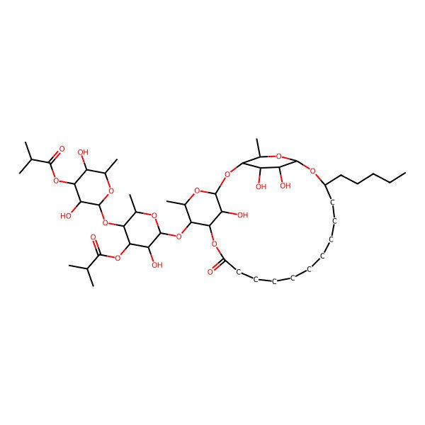 2D Structure of [3,5-Dihydroxy-2-[5-hydroxy-2-methyl-4-(2-methylpropanoyloxy)-6-[(24,25,26-trihydroxy-5,23-dimethyl-9-oxo-19-pentyl-2,4,8,20,22-pentaoxatricyclo[19.2.2.13,7]hexacosan-6-yl)oxy]oxan-3-yl]oxy-6-methyloxan-4-yl] 2-methylpropanoate