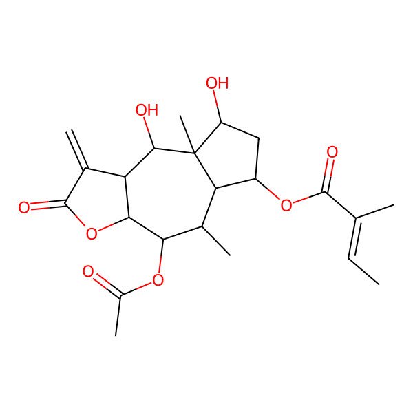 2D Structure of [(3aR,4R,5S,5aS,6S,8R,8aS,9R,9aS)-4-acetyloxy-8,9-dihydroxy-5,8a-dimethyl-1-methylidene-2-oxo-4,5,5a,6,7,8,9,9a-octahydro-3aH-azuleno[6,5-b]furan-6-yl] (Z)-2-methylbut-2-enoate