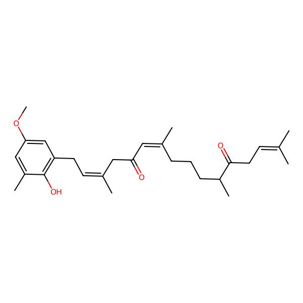 2D Structure of (2E,6Z,11R)-1-(2-hydroxy-5-methoxy-3-methylphenyl)-3,7,11,15-tetramethylhexadeca-2,6,14-triene-5,12-dione