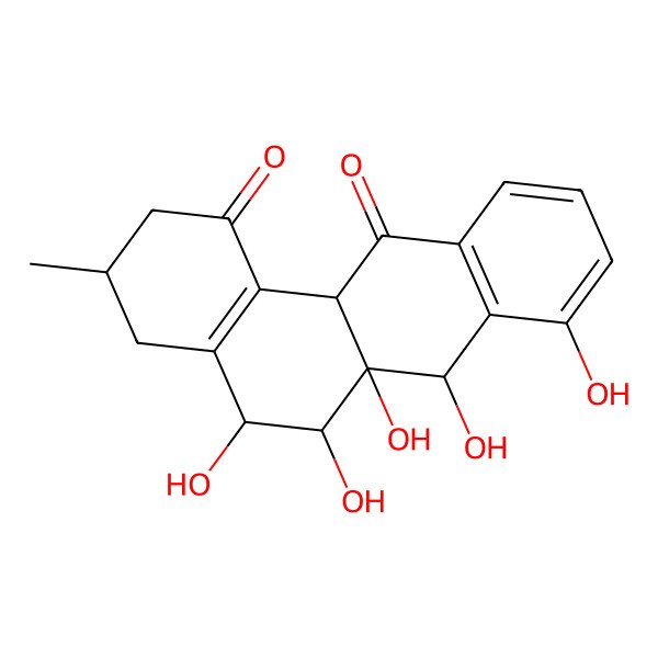 2D Structure of (3S,5S,6R,6aR,7S)-5,6,6a,7,8-pentahydroxy-3-methyl-3,4,5,6,7,12a-hexahydro-2H-benzo[a]anthracene-1,12-dione