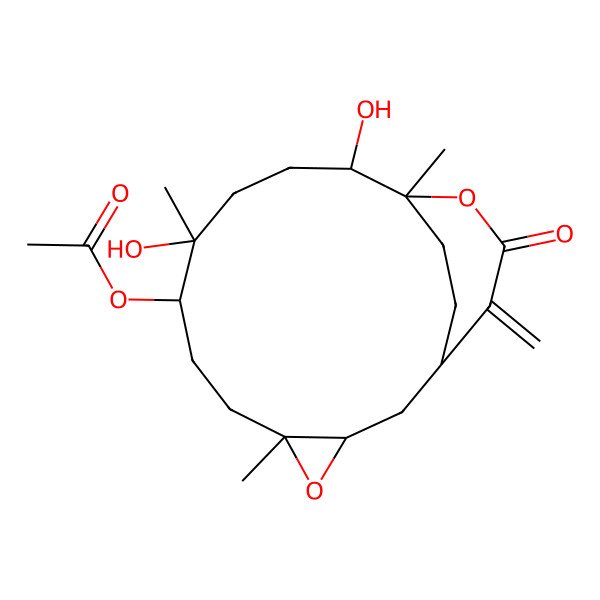 2D Structure of (9,12-Dihydroxy-5,9,13-trimethyl-16-methylidene-15-oxo-4,14-dioxatricyclo[11.3.2.03,5]octadecan-8-yl) acetate