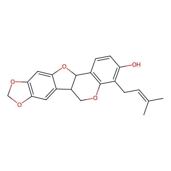 2D Structure of (1R,12R)-17-(3-methylbut-2-enyl)-5,7,11,19-tetraoxapentacyclo[10.8.0.02,10.04,8.013,18]icosa-2,4(8),9,13(18),14,16-hexaen-16-ol