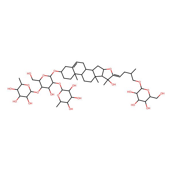 2D Structure of (2S,3R,4R,5R,6S)-2-[(2R,3S,4S,5R,6R)-4-hydroxy-2-(hydroxymethyl)-6-[[(1S,2S,4S,6Z,7S,8R,9S,12S,13R,16S)-7-hydroxy-7,9,13-trimethyl-6-[(3S)-3-methyl-4-[(2R,3R,4S,5S,6R)-3,4,5-trihydroxy-6-(hydroxymethyl)oxan-2-yl]oxybutylidene]-5-oxapentacyclo[10.8.0.02,9.04,8.013,18]icos-18-en-16-yl]oxy]-5-[(2S,3R,4R,5R,6S)-3,4,5-trihydroxy-6-methyloxan-2-yl]oxyoxan-3-yl]oxy-6-methyloxane-3,4,5-triol