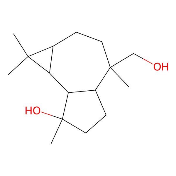 2D Structure of (1aR,4R,4aR,7S,7aR,7bR)-4-(hydroxymethyl)-1,1,4,7-tetramethyl-1a,2,3,4a,5,6,7a,7b-octahydrocyclopropa[h]azulen-7-ol