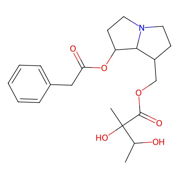 2D Structure of [(1R,7R,8R)-7-(2-phenylacetyl)oxy-2,3,5,6,7,8-hexahydro-1H-pyrrolizin-1-yl]methyl (2S,3R)-2,3-dihydroxy-2-methylbutanoate