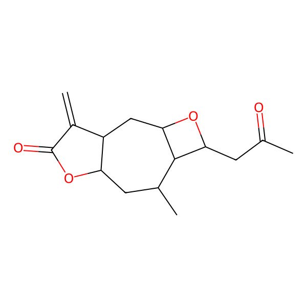2D Structure of (1R,3R,5S,6R,7S,9R)-7-methyl-12-methylidene-5-(2-oxopropyl)-4,10-dioxatricyclo[7.3.0.03,6]dodecan-11-one
