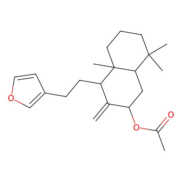 2D Structure of [(2S,4S,4aR,8aR)-4-[2-(furan-3-yl)ethyl]-4a,8,8-trimethyl-3-methylidene-2,4,5,6,7,8a-hexahydro-1H-naphthalen-2-yl] acetate
