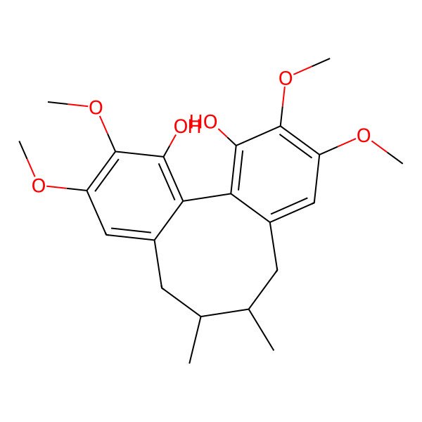 2D Structure of (9R,10R)-4,5,14,15-tetramethoxy-9,10-dimethyltricyclo[10.4.0.02,7]hexadeca-1(16),2,4,6,12,14-hexaene-3,16-diol