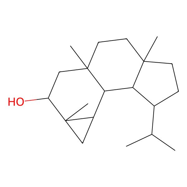 2D Structure of (1R,2S,3R,6R,9S,11R,12S,14S)-6,9,12-trimethyl-3-propan-2-yltetracyclo[7.5.0.02,6.012,14]tetradecan-11-ol