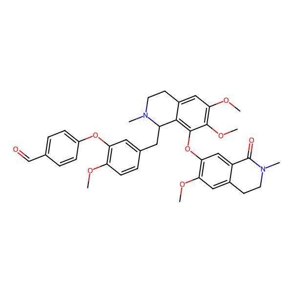 2D Structure of 4-[5-[[(1S)-6,7-dimethoxy-8-[(6-methoxy-2-methyl-1-oxo-3,4-dihydroisoquinolin-7-yl)oxy]-2-methyl-3,4-dihydro-1H-isoquinolin-1-yl]methyl]-2-methoxyphenoxy]benzaldehyde