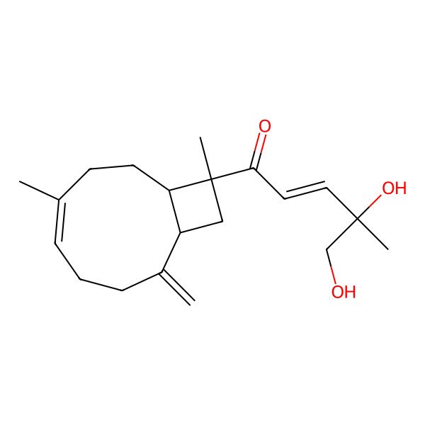 2D Structure of (E,4S)-1-[(1R,5Z,9S,10S)-6,10-dimethyl-2-methylidene-10-bicyclo[7.2.0]undec-5-enyl]-4,5-dihydroxy-4-methylpent-2-en-1-one