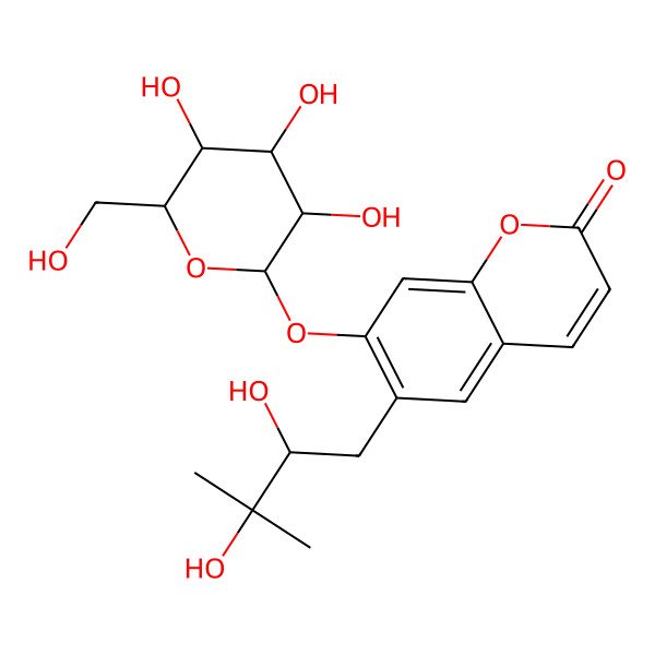 2D Structure of 6-[(2S)-2,3-dihydroxy-3-methylbutyl]-7-[(2S,3R,4S,5S,6R)-3,4,5-trihydroxy-6-(hydroxymethyl)oxan-2-yl]oxychromen-2-one