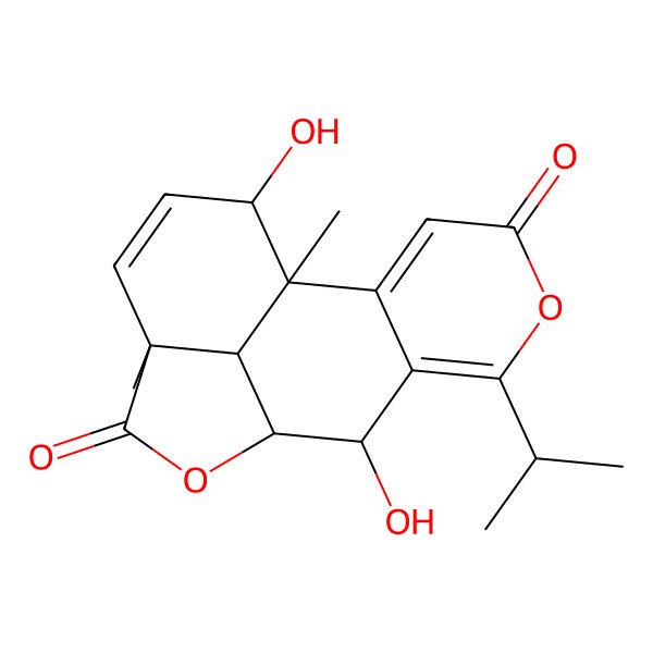2D Structure of 8,15-Dihydroxy-1,12-dimethyl-6-propan-2-yl-5,10-dioxatetracyclo[7.6.1.02,7.012,16]hexadeca-2,6,13-triene-4,11-dione