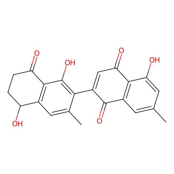 2D Structure of 2-[(5R)-1,5-dihydroxy-3-methyl-8-oxo-6,7-dihydro-5H-naphthalen-2-yl]-5-hydroxy-7-methylnaphthalene-1,4-dione