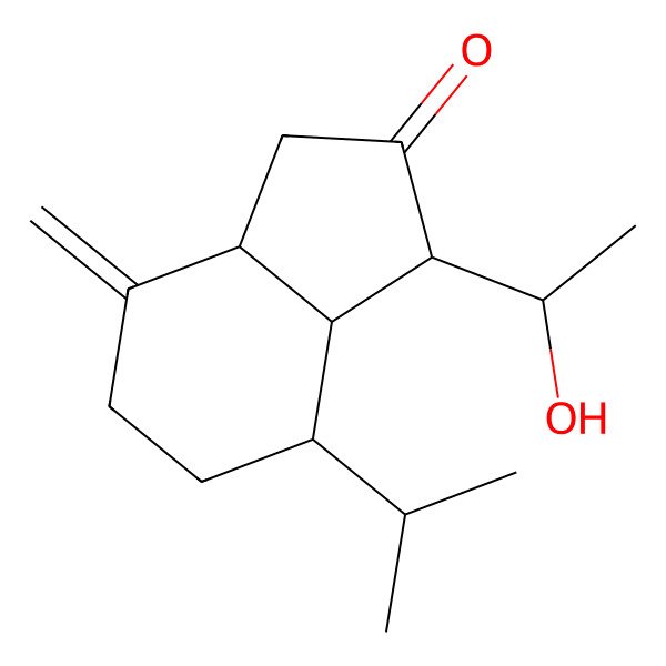 2D Structure of (3S,3aS,4S,7aR)-3-[(1S)-1-hydroxyethyl]-7-methylidene-4-propan-2-yl-3,3a,4,5,6,7a-hexahydro-1H-inden-2-one