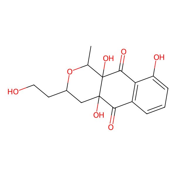 2D Structure of (1S,3S,4aR,10aS)-4a,9,10a-trihydroxy-3-(2-hydroxyethyl)-1-methyl-3,4-dihydro-1H-benzo[g]isochromene-5,10-dione