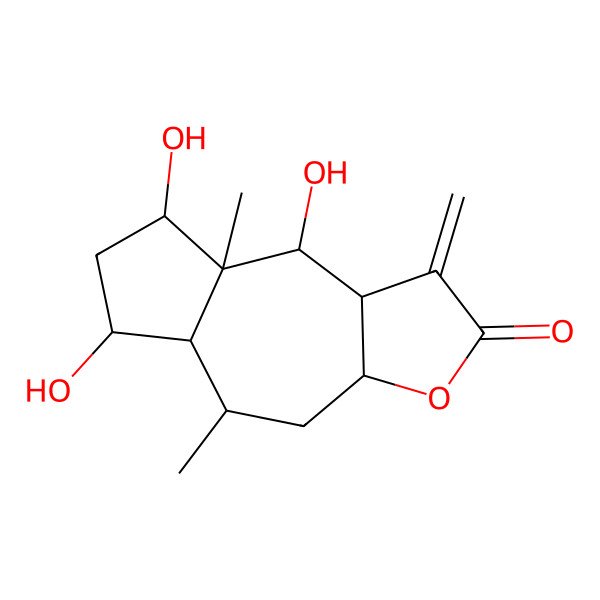 2D Structure of (3aS,5R,5aS,6S,8R,8aS,9R,9aS)-6,8,9-trihydroxy-5,8a-dimethyl-1-methylidene-4,5,5a,6,7,8,9,9a-octahydro-3aH-azuleno[6,5-b]furan-2-one