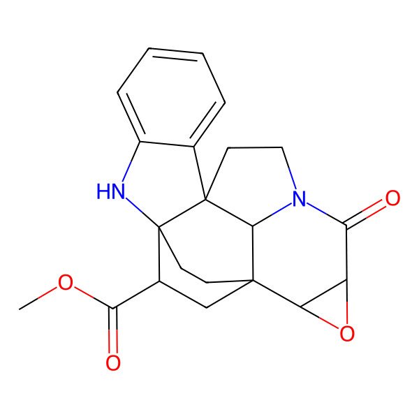 2D Structure of methyl (1S,2R,4R,9S,17R,18S,22S)-5-oxo-3-oxa-6,16-diazaheptacyclo[15.2.2.11,6.02,4.09,17.010,15.09,22]docosa-10,12,14-triene-18-carboxylate