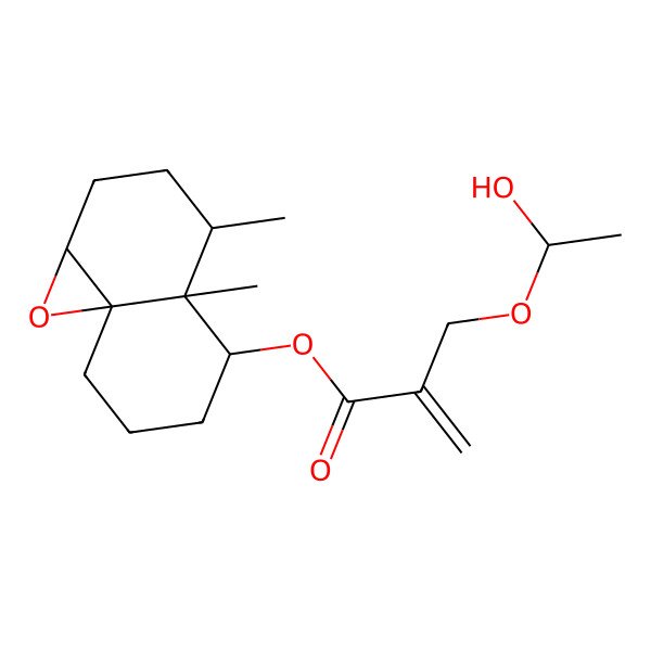 2D Structure of [(1aR,4S,4aS,5R,8aS)-4,4a-dimethyl-1a,2,3,4,5,6,7,8-octahydronaphtho[4a,5-b]oxiren-5-yl] 2-[[(1R)-1-hydroxyethoxy]methyl]prop-2-enoate