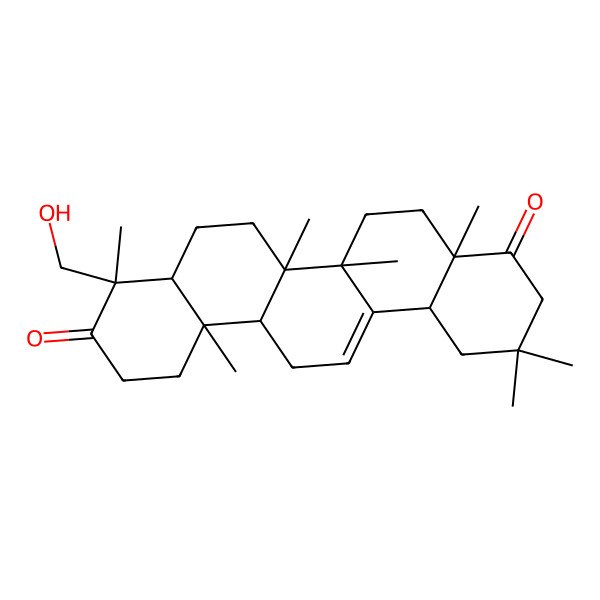 2D Structure of (4R,4aS,6aS,6bR,8aS,12aR,14aS,14bS)-4-(hydroxymethyl)-4,6a,6b,8a,11,11,14b-heptamethyl-1,2,4a,5,6,7,8,10,12,12a,14,14a-dodecahydropicene-3,9-dione 2D Structure of (4R,4aS,6aS,6bR,8aS,12aR,14aS,14bS)-4-(hydroxymethyl)-4,6a,6b,8a,11,11,14b-heptamethyl-1,2,4a,5,6,7,8,10,12,12a,14,14a-dodecahydropicene-3,9-dione