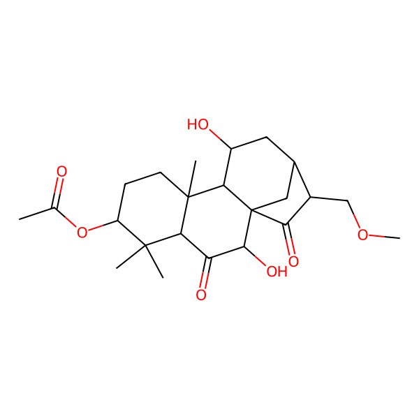 2D Structure of [2,11-Dihydroxy-14-(methoxymethyl)-5,5,9-trimethyl-3,15-dioxo-6-tetracyclo[11.2.1.01,10.04,9]hexadecanyl] acetate
