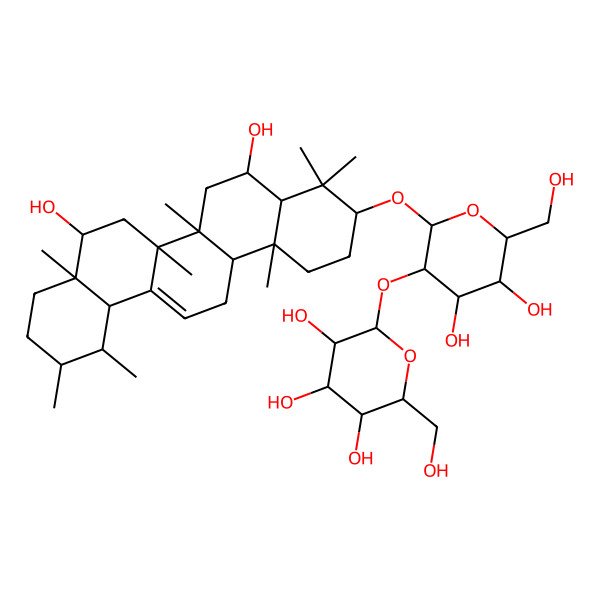 2D Structure of 2-[2-[(5,8-dihydroxy-4,4,6a,6b,8a,11,12,14b-octamethyl-2,3,4a,5,6,7,8,9,10,11,12,12a,14,14a-tetradecahydro-1H-picen-3-yl)oxy]-4,5-dihydroxy-6-(hydroxymethyl)oxan-3-yl]oxy-6-(hydroxymethyl)oxane-3,4,5-triol