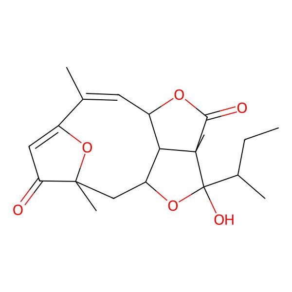 2D Structure of (1S,7Z,9S,13R,15R)-13-[(2S)-butan-2-yl]-13-hydroxy-3,7,12-trimethyl-10,14,16-trioxatetracyclo[7.5.1.13,6.012,15]hexadeca-5,7-diene-4,11-dione