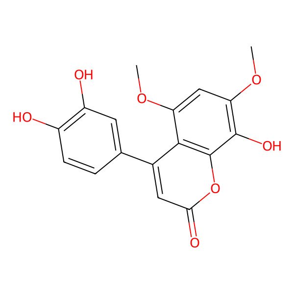 2D Structure of 8,3',4'-Trihydroxy-5,7-dimethoxy-4-phenylcoumarin