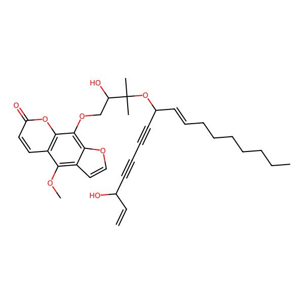2D Structure of 9-[(2R)-2-hydroxy-3-[(3S,8S,9Z)-3-hydroxyheptadeca-1,9-dien-4,6-diyn-8-yl]oxy-3-methylbutoxy]-4-methoxyfuro[3,2-g]chromen-7-one