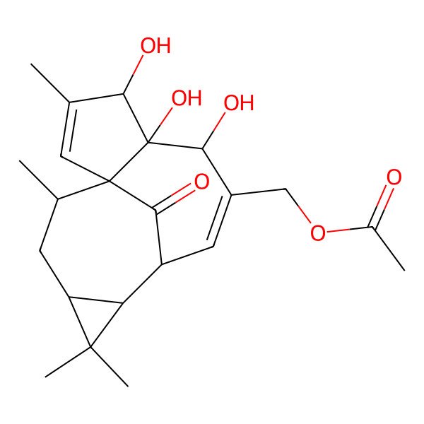 2D Structure of [(1S,4S,5R,6R,9S,10R,12R,14R)-4,5,6-trihydroxy-3,11,11,14-tetramethyl-15-oxo-7-tetracyclo[7.5.1.01,5.010,12]pentadeca-2,7-dienyl]methyl acetate