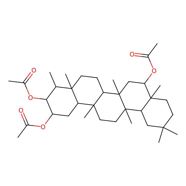 2D Structure of [(2R,3R,4R,4aS,6aS,6aS,6bR,8S,8aS,12aR,14aS,14bR)-3,8-diacetyloxy-4,4a,6a,6b,8a,11,11,14a-octamethyl-1,2,3,4,5,6,6a,7,8,9,10,12,12a,13,14,14b-hexadecahydropicen-2-yl] acetate