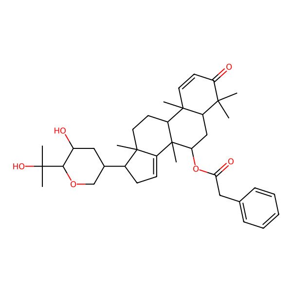 2D Structure of [17-[5-Hydroxy-6-(2-hydroxypropan-2-yl)oxan-3-yl]-4,4,8,10,13-pentamethyl-3-oxo-5,6,7,9,11,12,16,17-octahydrocyclopenta[a]phenanthren-7-yl] 2-phenylacetate