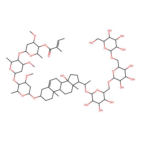 2D Structure of [6-[6-[6-[[14-Hydroxy-10,13-dimethyl-17-[1-[3,4,5-trihydroxy-6-[[3,4,5-trihydroxy-6-[[3,4,5-trihydroxy-6-(hydroxymethyl)oxan-2-yl]oxymethyl]oxan-2-yl]oxymethyl]oxan-2-yl]oxyethyl]-1,2,3,4,7,8,9,11,12,15,16,17-dodecahydrocyclopenta[a]phenanthren-3-yl]oxy]-4-methoxy-2-methyloxan-3-yl]oxy-4-methoxy-2-methyloxan-3-yl]oxy-4-methoxy-2-methyloxan-3-yl] 2-methylbut-2-enoate
