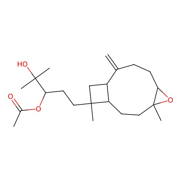 2D Structure of [(3R)-1-[(1R,4R,6R,10S,12R)-4,12-dimethyl-9-methylidene-5-oxatricyclo[8.2.0.04,6]dodecan-12-yl]-4-hydroxy-4-methylpentan-3-yl] acetate