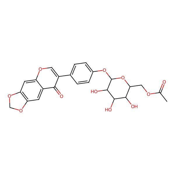 2D Structure of [(2R,3S,4S,5R,6S)-3,4,5-trihydroxy-6-[4-(8-oxo-[1,3]dioxolo[4,5-g]chromen-7-yl)phenoxy]oxan-2-yl]methyl acetate