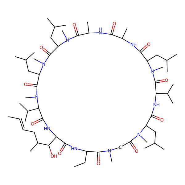 2D Structure of (3R,4R)-3-Hydroxy-5-[(E)-1-propenyl]cyclo[L-Leu-L-Abu-Sar-N-methyl-L-Leu-L-Val-N-methyl-L-Leu-L-Ala-D-Ala-N-methyl-L-Leu-N-methyl-L-Leu-N-methyl-L-Val-]