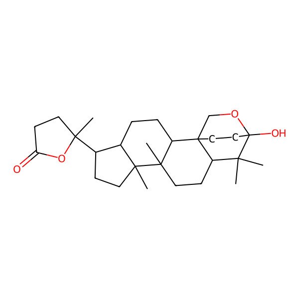2D Structure of (5S)-5-[(1S,2S,5R,6S,9R,10R,13R,15S)-15-hydroxy-9,10,14,14-tetramethyl-16-oxapentacyclo[13.2.2.01,13.02,10.05,9]nonadecan-6-yl]-5-methyloxolan-2-one