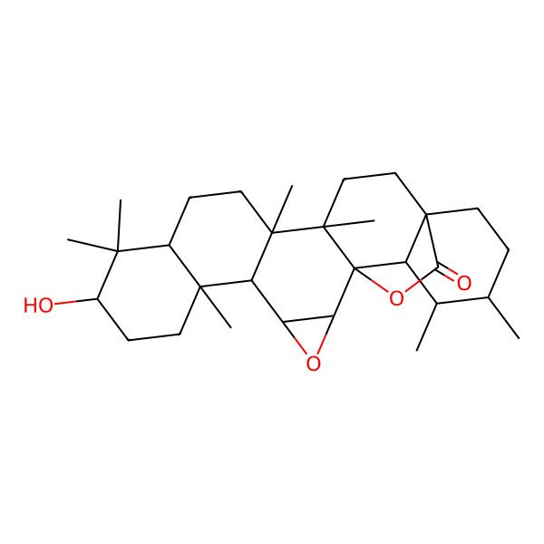2D Structure of 9-Hydroxy-6,10,10,14,15,21,22-heptamethyl-3,24-dioxaheptacyclo[16.5.2.01,15.02,4.05,14.06,11.018,23]pentacosan-25-one