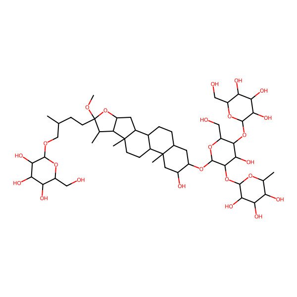 2D Structure of 2-[4-Hydroxy-2-[[15-hydroxy-6-methoxy-7,9,13-trimethyl-6-[3-methyl-4-[3,4,5-trihydroxy-6-(hydroxymethyl)oxan-2-yl]oxybutyl]-5-oxapentacyclo[10.8.0.02,9.04,8.013,18]icosan-16-yl]oxy]-6-(hydroxymethyl)-5-[3,4,5-trihydroxy-6-(hydroxymethyl)oxan-2-yl]oxyoxan-3-yl]oxy-6-methyloxane-3,4,5-triol