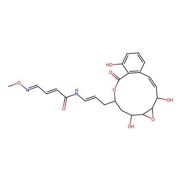 2D Structure of (Z,4Z)-4-methoxyimino-N-[(E)-3-[(2E,5S,7R)-4,8,14-trihydroxy-12-oxo-6,11-dioxatricyclo[11.4.0.05,7]heptadeca-1(13),2,14,16-tetraen-10-yl]prop-1-enyl]but-2-enamide
